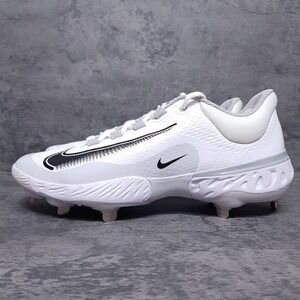 NIKE Alpha Huarache Elite 4 Low Metal Baseball Cleats Mens 8 White‎ FD2745-100
